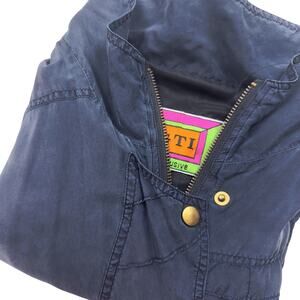 Vintage GTI Women's 100% Navy Silk Detailed Bomber Jacket LRG Light Windbreaker